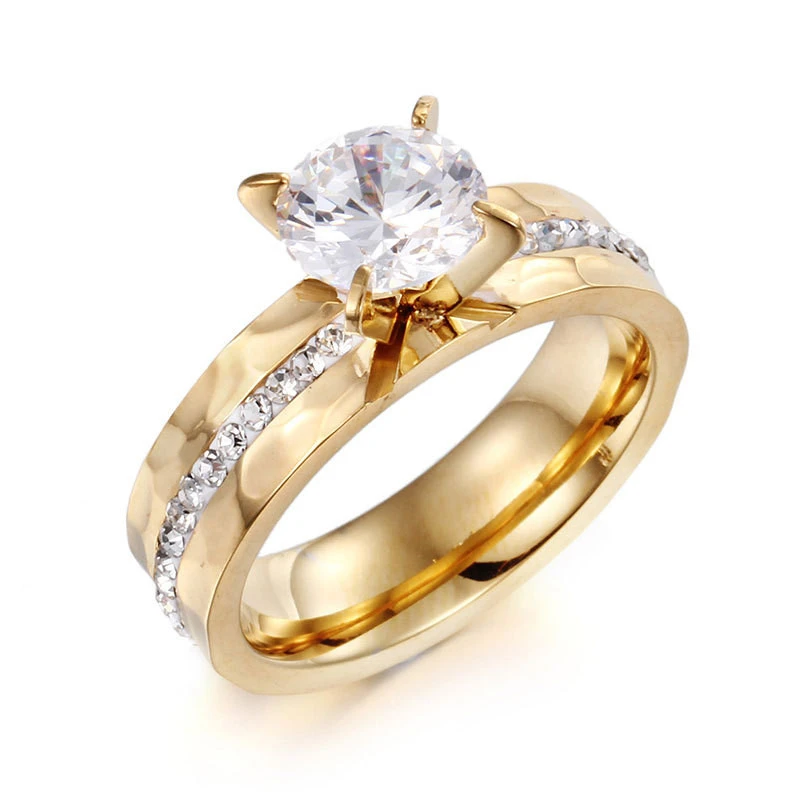 Titanium Steel Golden Couple Ring A Pair Of Male And Female