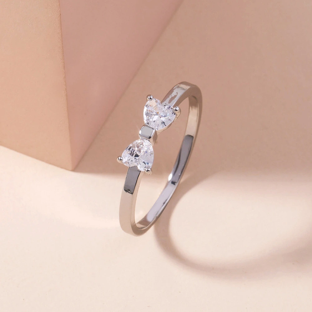 Cute Mini Bow Zircon Index Finger Ring Girl