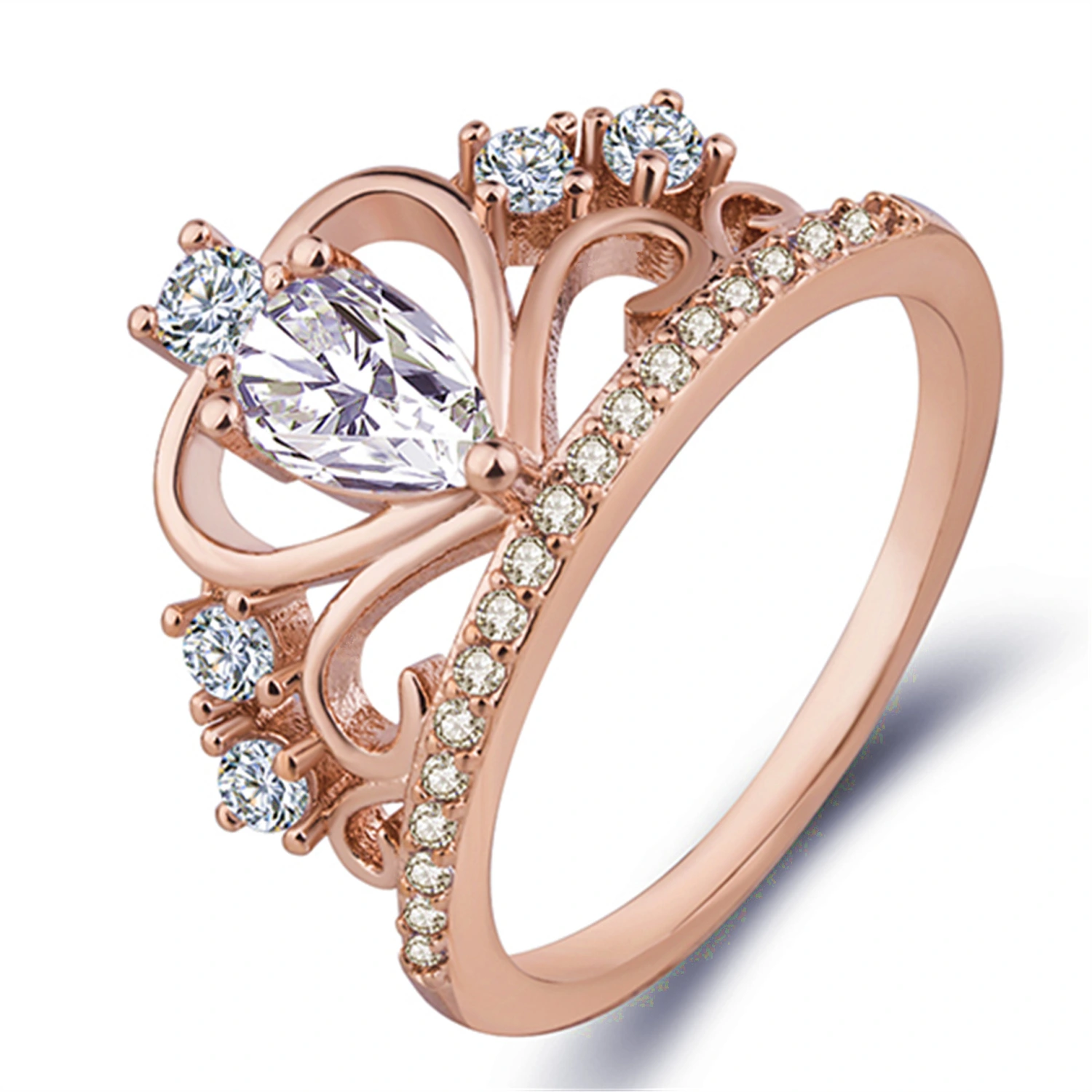 Zircon And Diamond Rose Gold Women's Ring