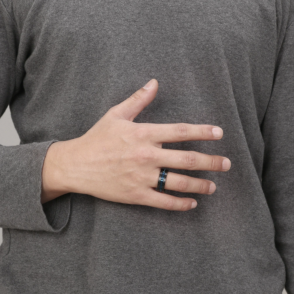 Men's Stainless Steel Antique Plating Solid Carbon Fiber Ring