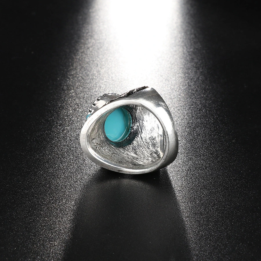 Retro Alloy Plating Smearing Process Turquoise Ring