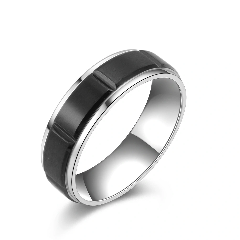 Two-tone Frosted Stainless Steel Bracelet European And American Men's Ring