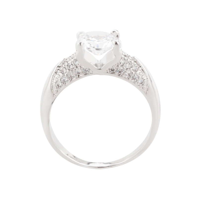Electroplated White Gold Golden Bull Head Four-claw Diamond Ring Setting