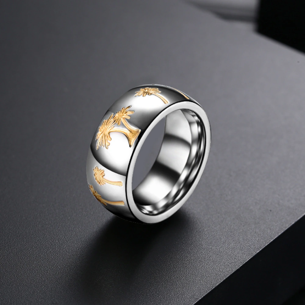 Fashionable Personality Titanium Steel Room Golden Men's Ring