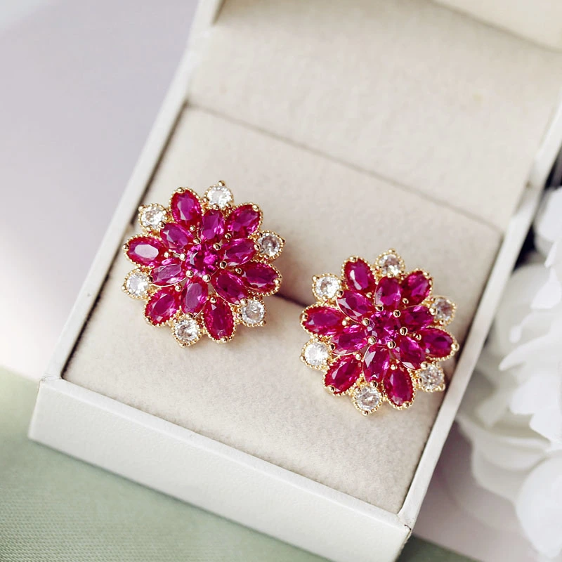 Ruby Multi-layer Flower Ring Necklace Women