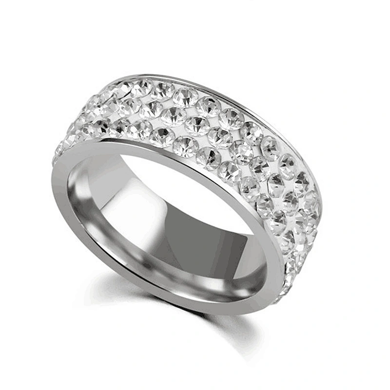 Five Row Diamond Fashion Stainless Steel Couple Ring Yiwu Jewelry
