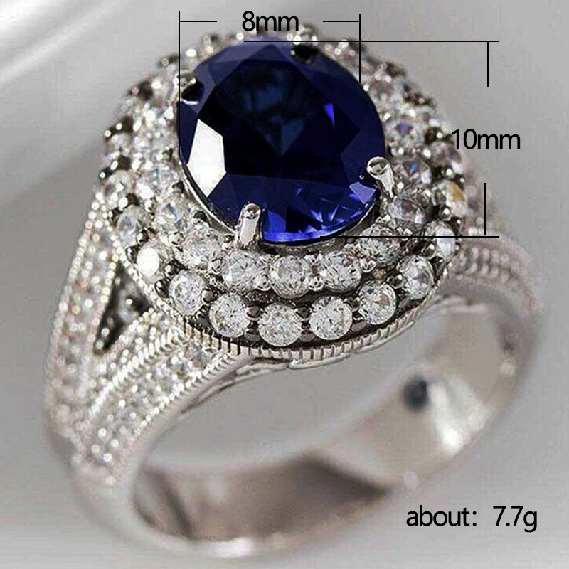 Women's Ring With Royal Blue Zircon