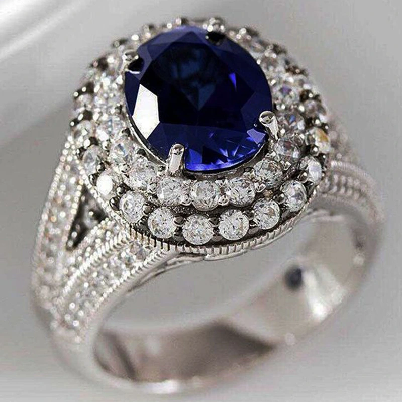 Women's Ring With Royal Blue Zircon