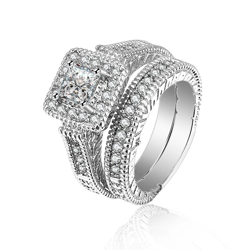 S925 Silver Ring Women's Fashion Original Design Square Diamond