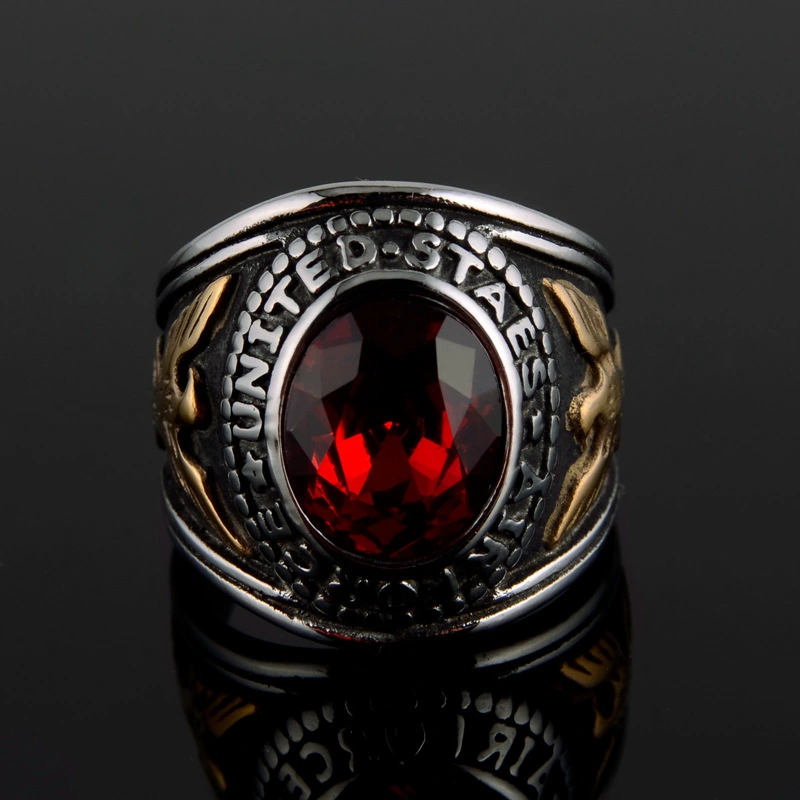 Roc Spreading Wings Eagle Gemstone Army Ring