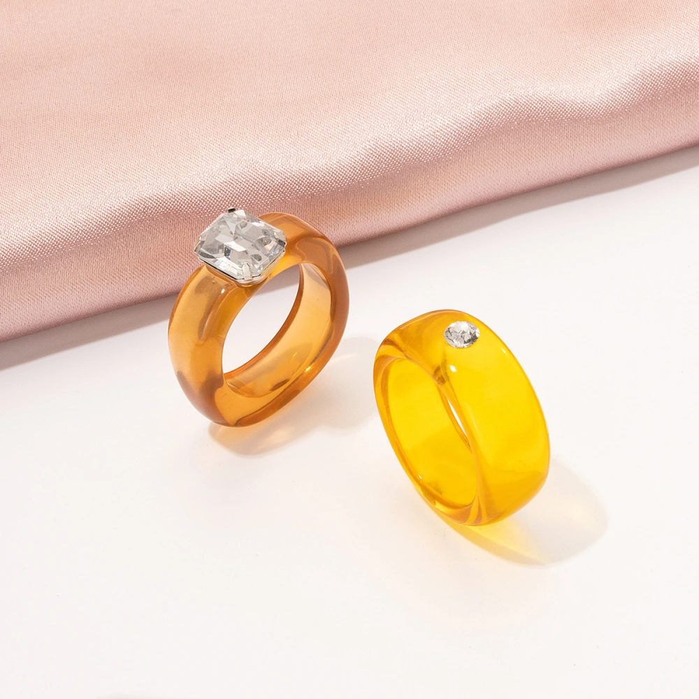 Japan And South Korea Simple Fashion Transparent Acrylic Resin Ring Set Women