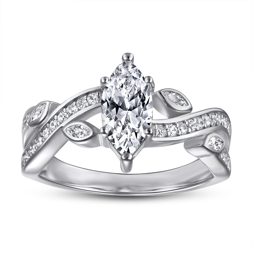 S925 Silver Ring Inlaid With Marquise Zircon