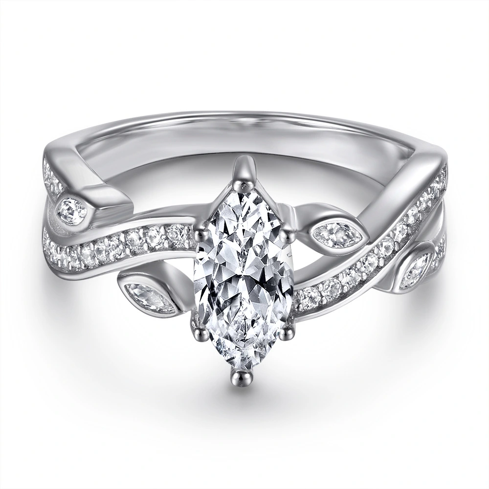 S925 Silver Ring Inlaid With Marquise Zircon