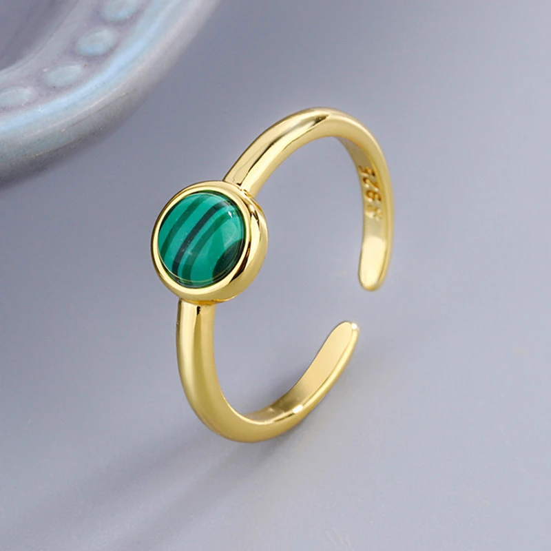 Malachite Round Ring Female Girlfriend Student Green Ring