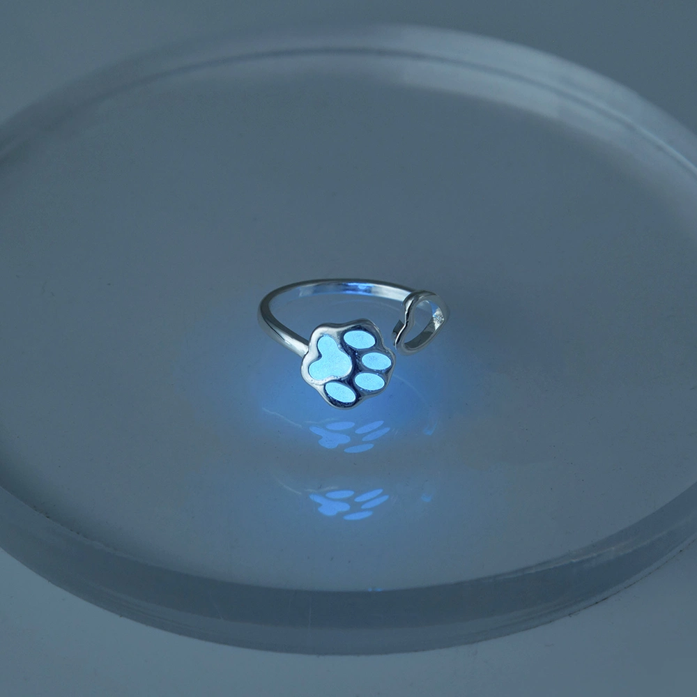 Glow-in-the-dark adjustable ring with dog paws
