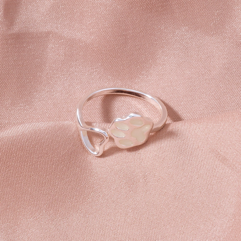 Glow-in-the-dark adjustable ring with dog paws