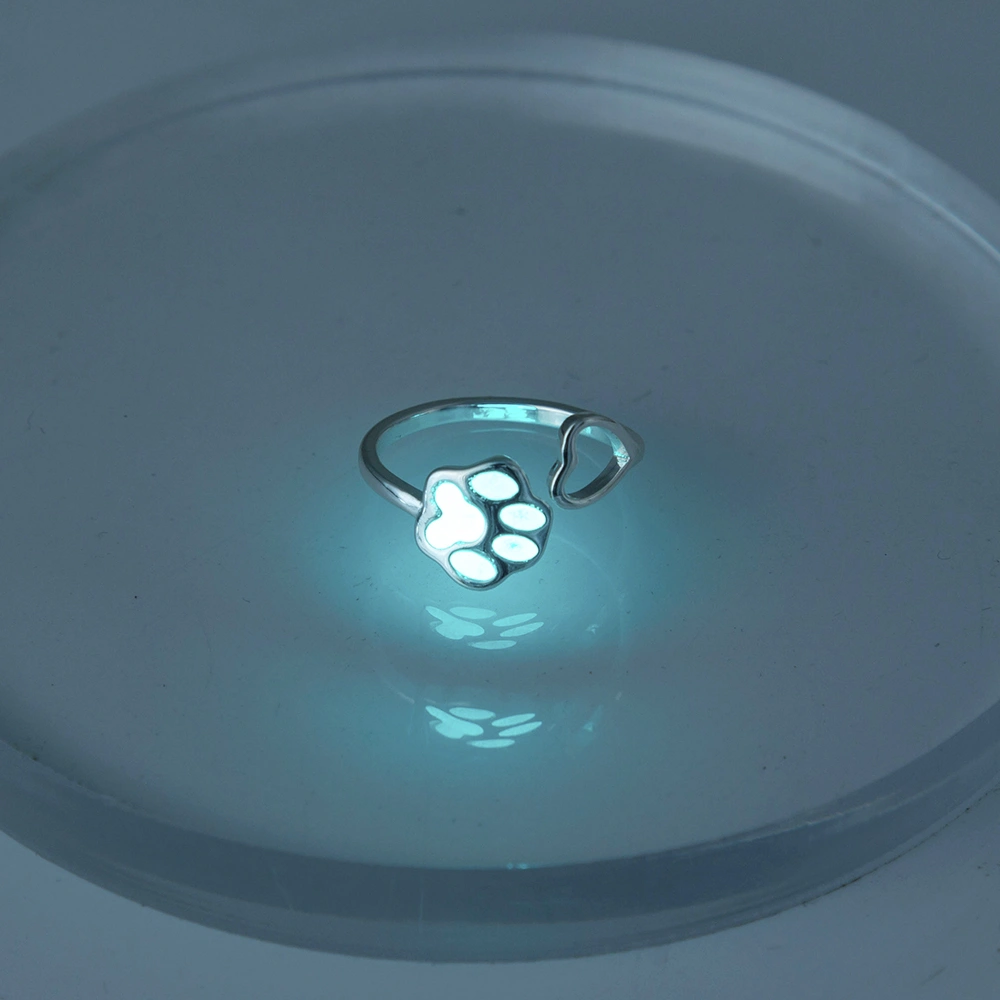 Glow-in-the-dark adjustable ring with dog paws