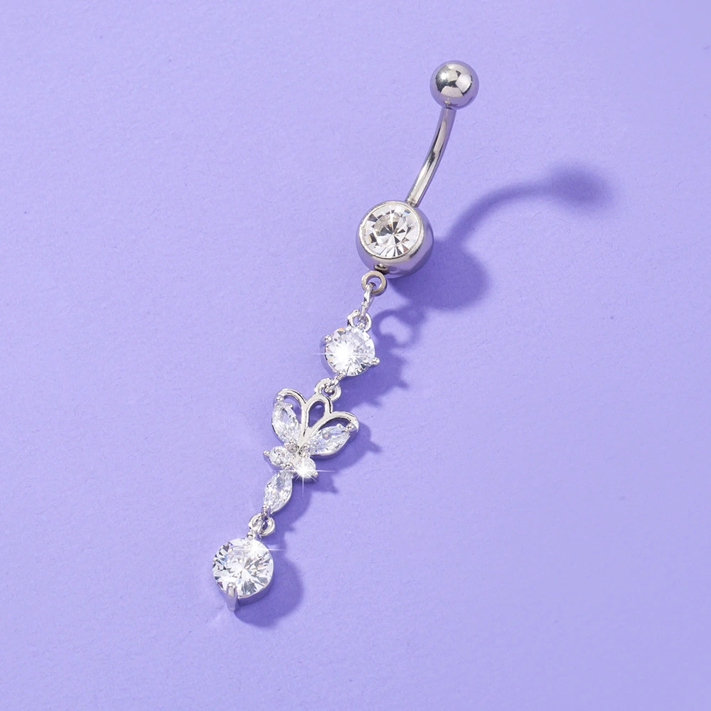 Exquisite Zircon Butterfly Belly Button Piercing