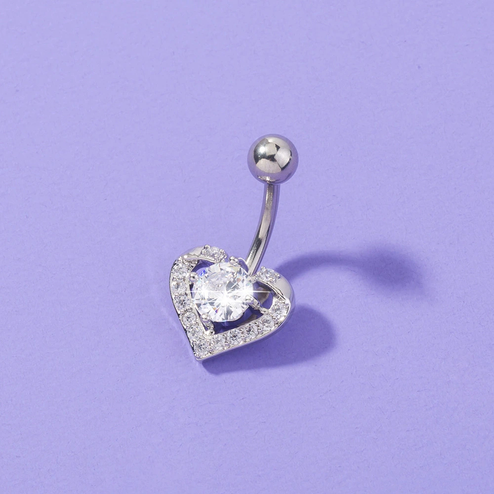 Heart-shaped Round Zircon Navel Ring Navel Nail Puncture