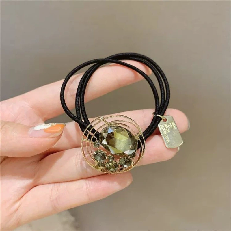 Geometric Rhinestone Hair Rope Super Flash Hair Ring