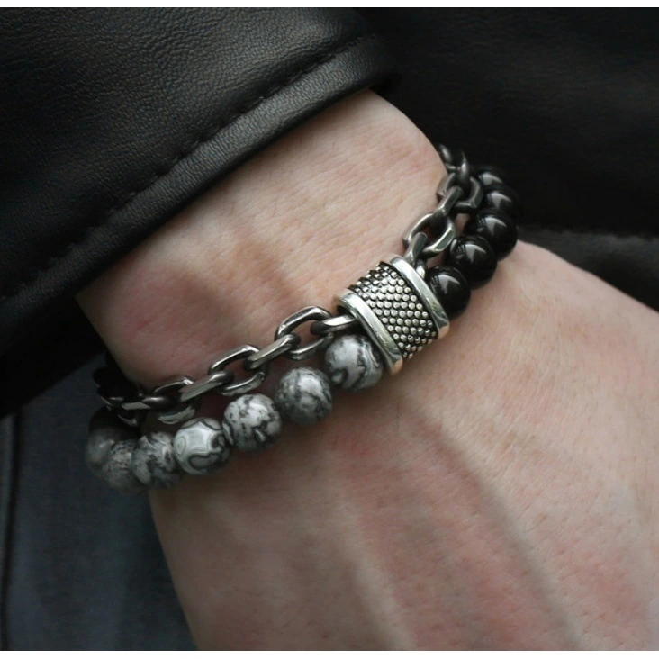 Beaded Chain Double Men's Bracelet