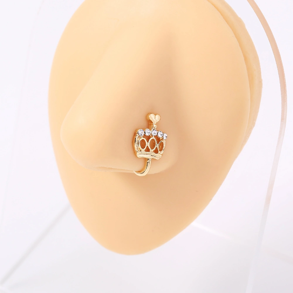 Gold Crown Nose Ring Mini-cute Heart Crown Fake Nose Ring