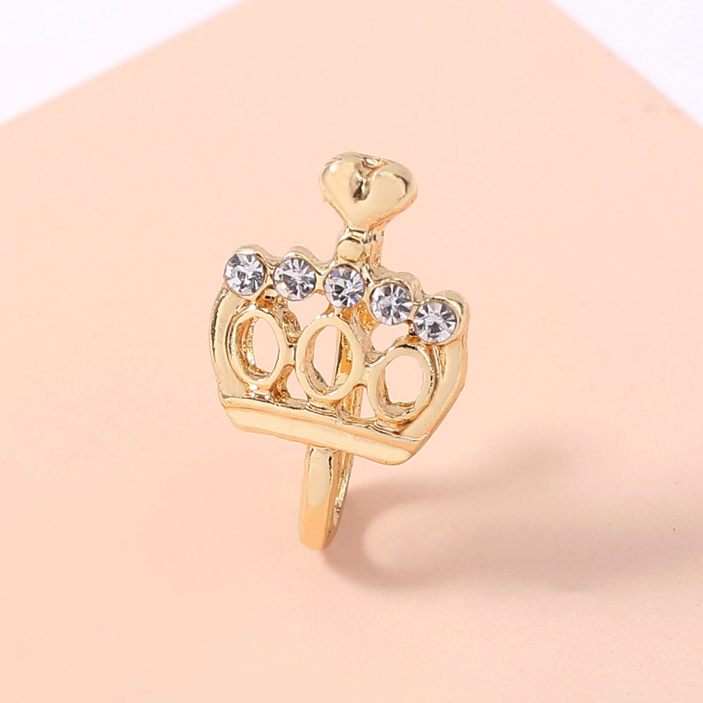 Gold Crown Nose Ring Mini-cute Heart Crown Fake Nose Ring