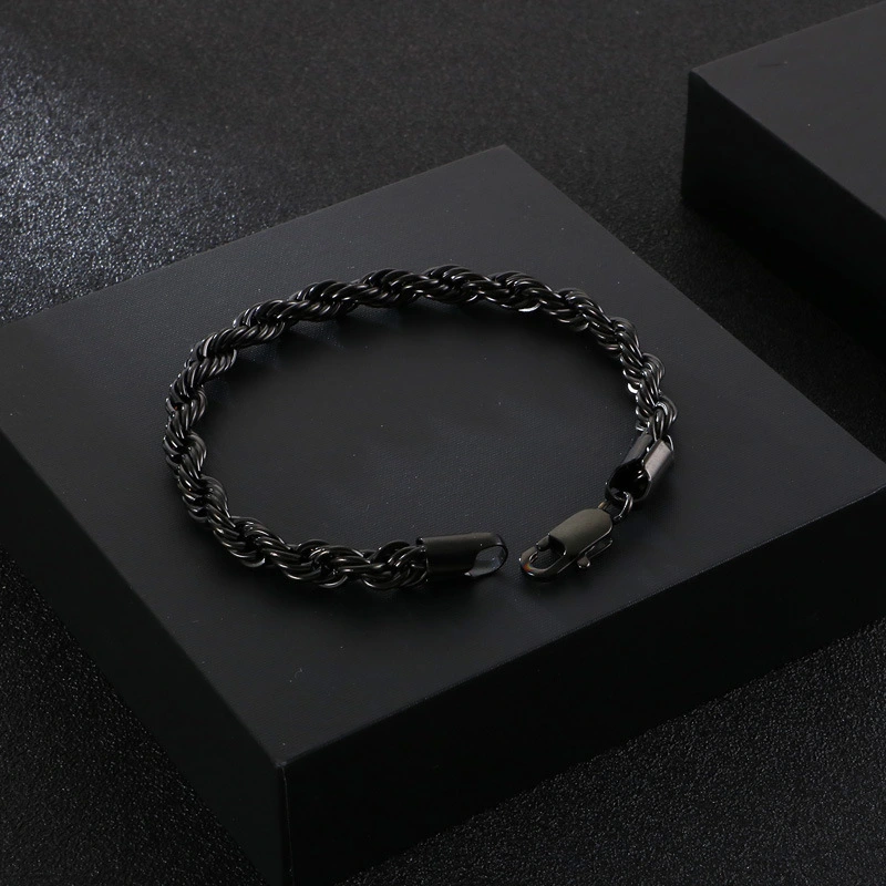 Gold-plated 18k Twist Chain Stainless Steel Braided Twisted Rope Jewelry