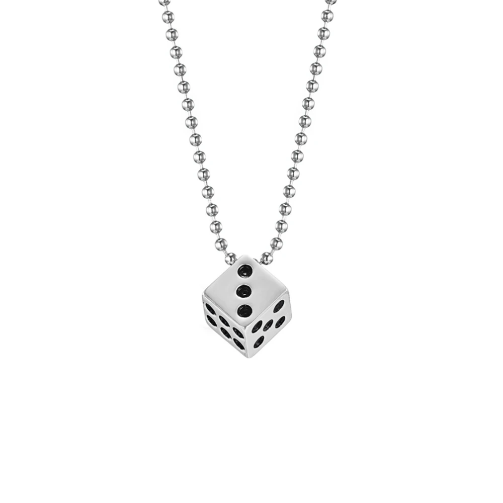 Mahjong Medium Hair Dice Double Titanium Steel Pendant