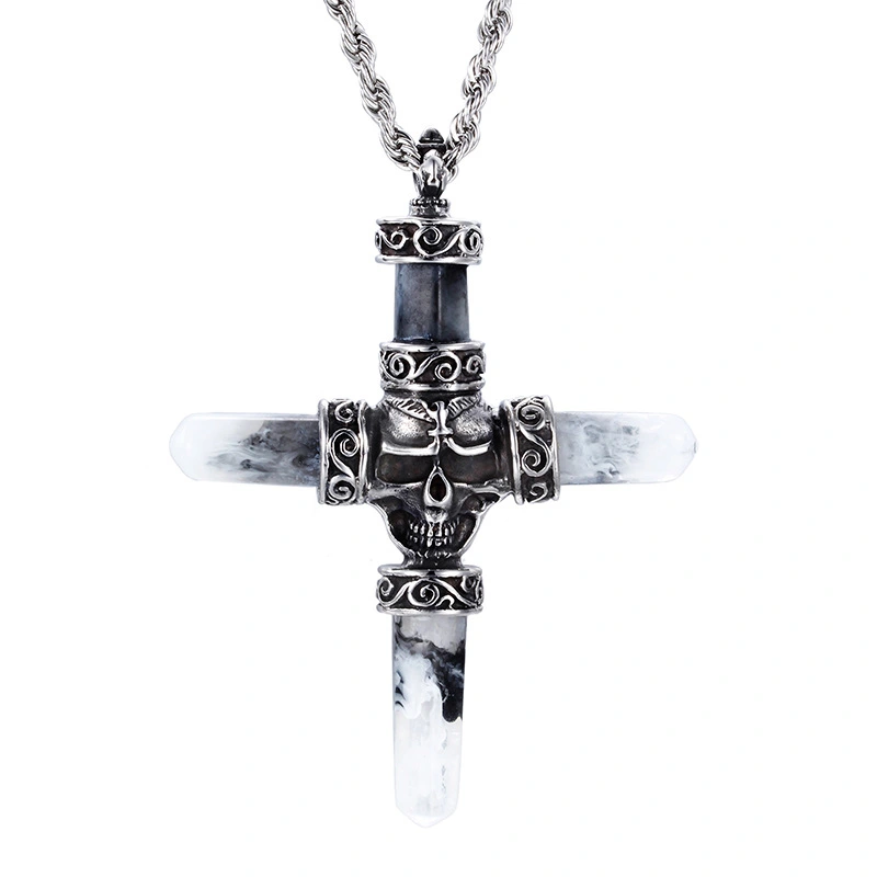 Vintage Fashion Men's Skull Cross Necklace