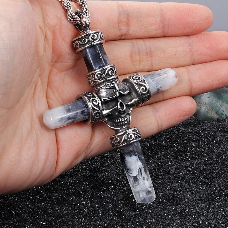 Vintage Fashion Men's Skull Cross Necklace