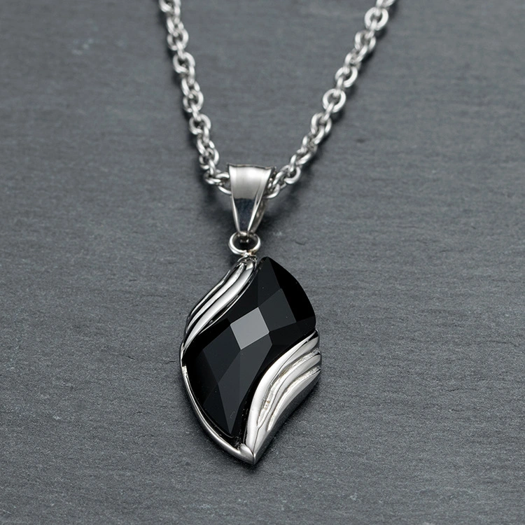 Angel Eye Pendant Titanium Steel Blue Sandstone Leaf Necklace Trendy Men's Jewelry