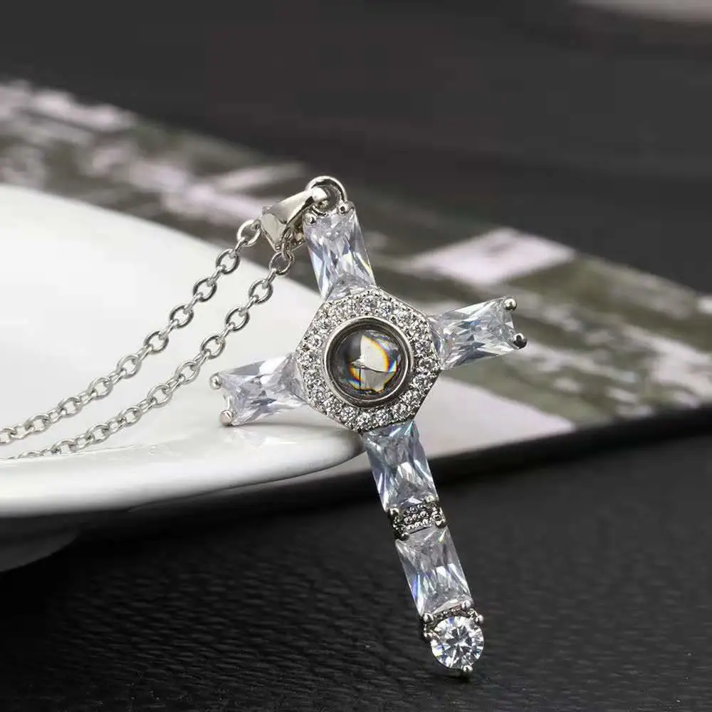 Creative Cross Projection Necklace