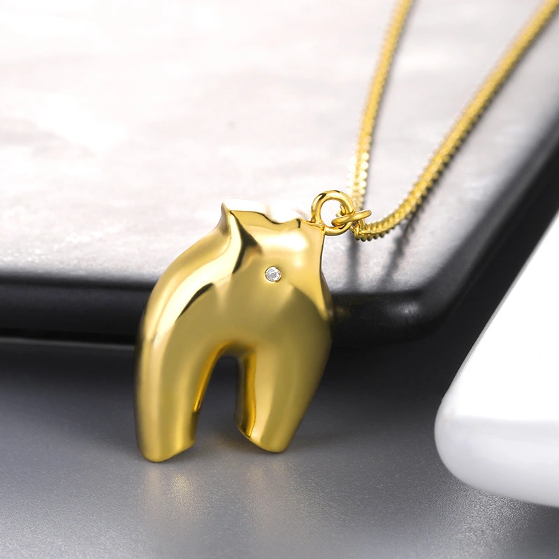 Exaggerated Design 3D Body Pendant 18K Gold-plated Brass Clavicle Chain