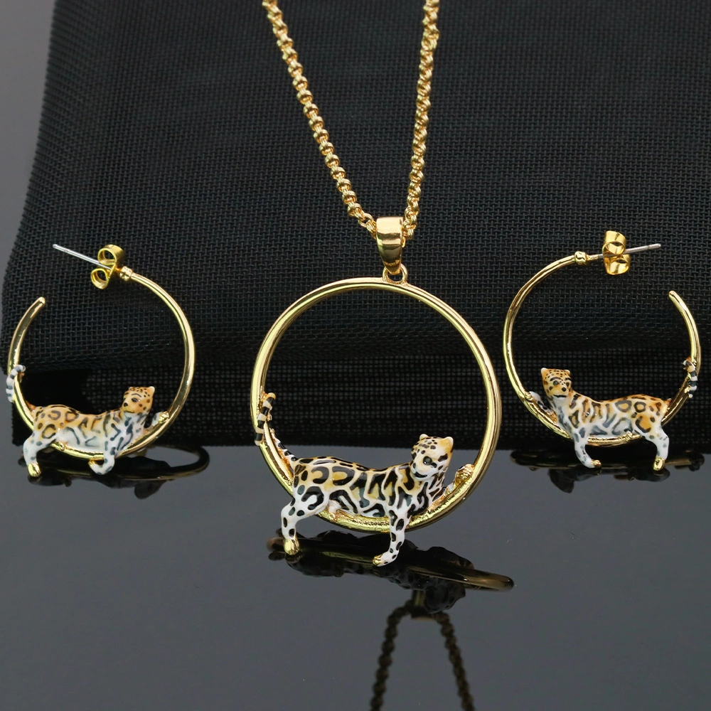 Earrings Personality Temperament Sweet Cool Style Leopard Earring Necklace