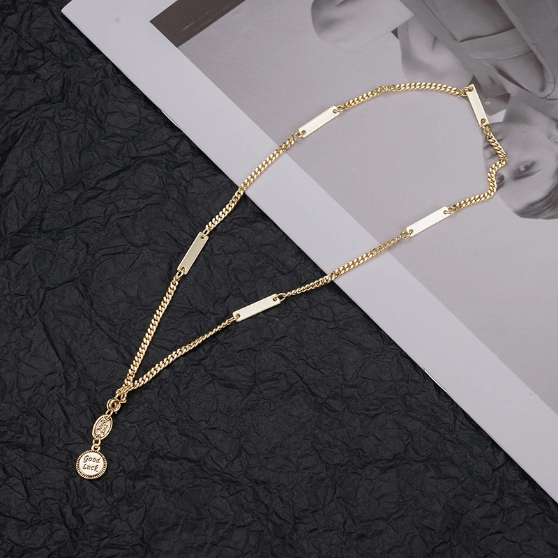 Ladies 14K Real Gold European And American Temperament Female Retro Clavicle Chain