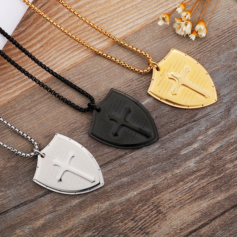 Creative Cross Triangle Shield Titanium Steel Necklace