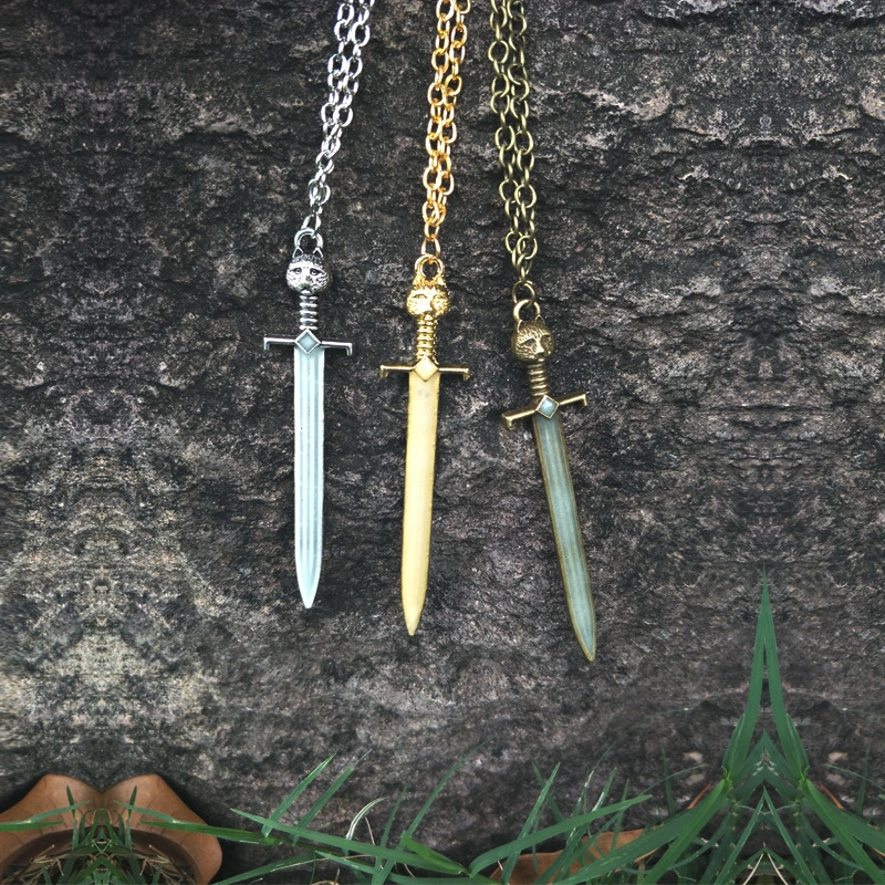 Luminous Cross Cat Head Sword Pendant Necklace