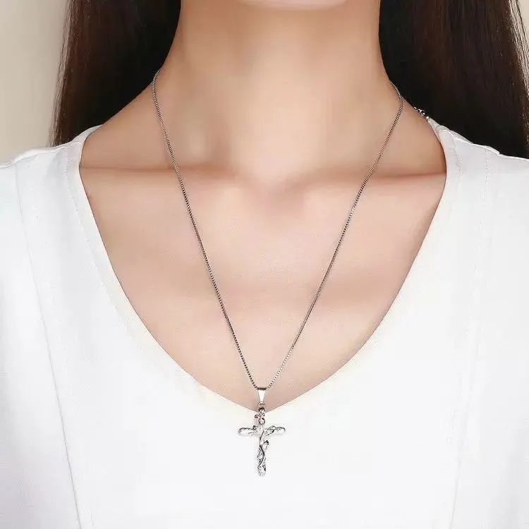 Fashion Retro Style Leaf Cross Necklace