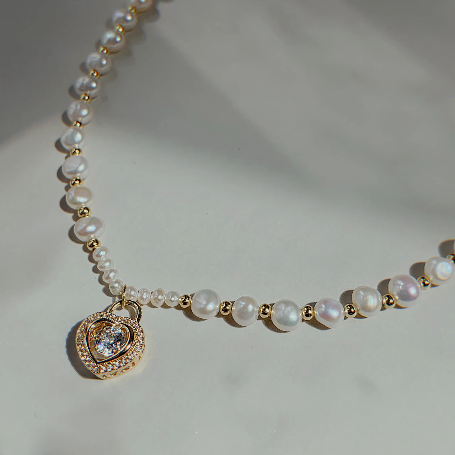 French Elegant Female Natural Freshwater Pearl Beating Heart