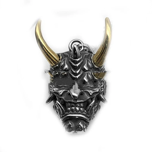 Japanese Stainless Steel Red Prajna Mask Pendant