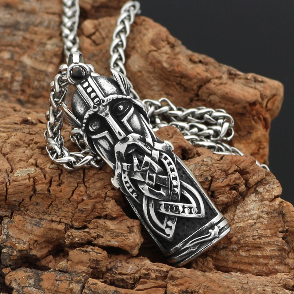 Viking Odin Logo Titanium Steel Pendant Necklace Male