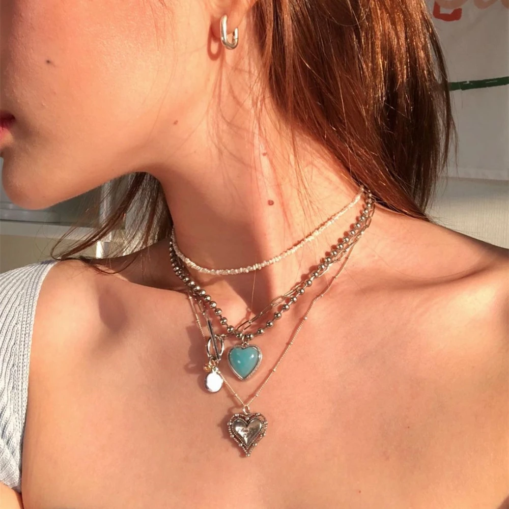 Angel Jelly Love Heart Hollow Diamond Peach Heart Necklace Titanium Steel Fashionable Female Clavicle Chain