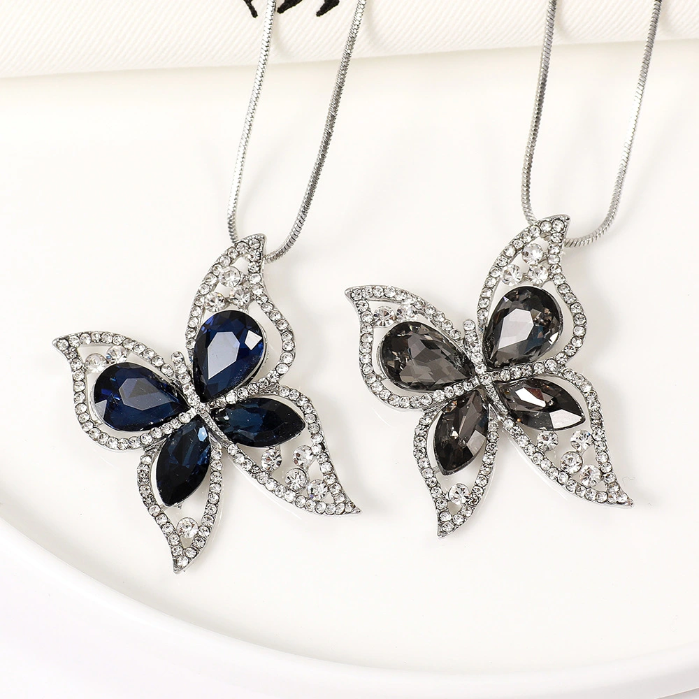 Butterfly Necklace Women's Long Sweater Chain Retro Clothes