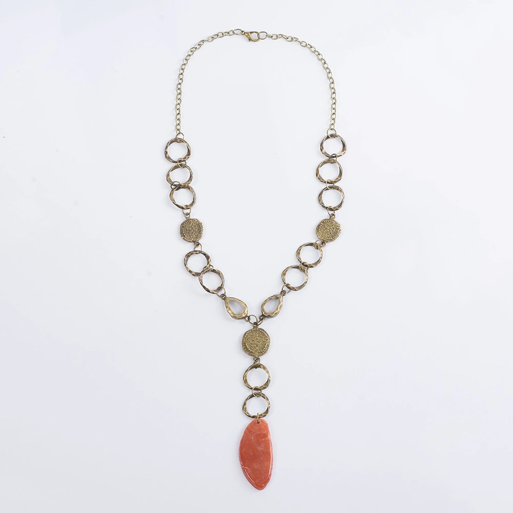 New Retro Sweater Chain Gemstone Pendant Necklace