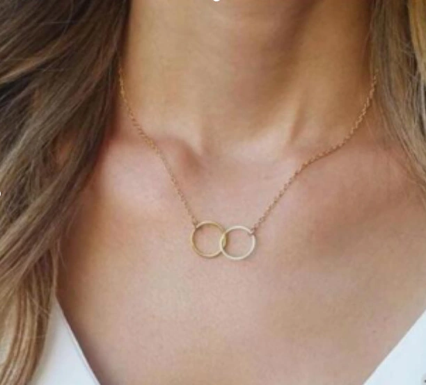 Creative Retro Gold Double Ring Necklace Clavicle Chain