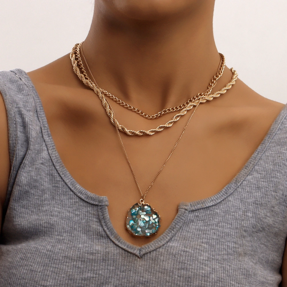 Multi-layer Twisted Clavicle Chain Jade Pendant