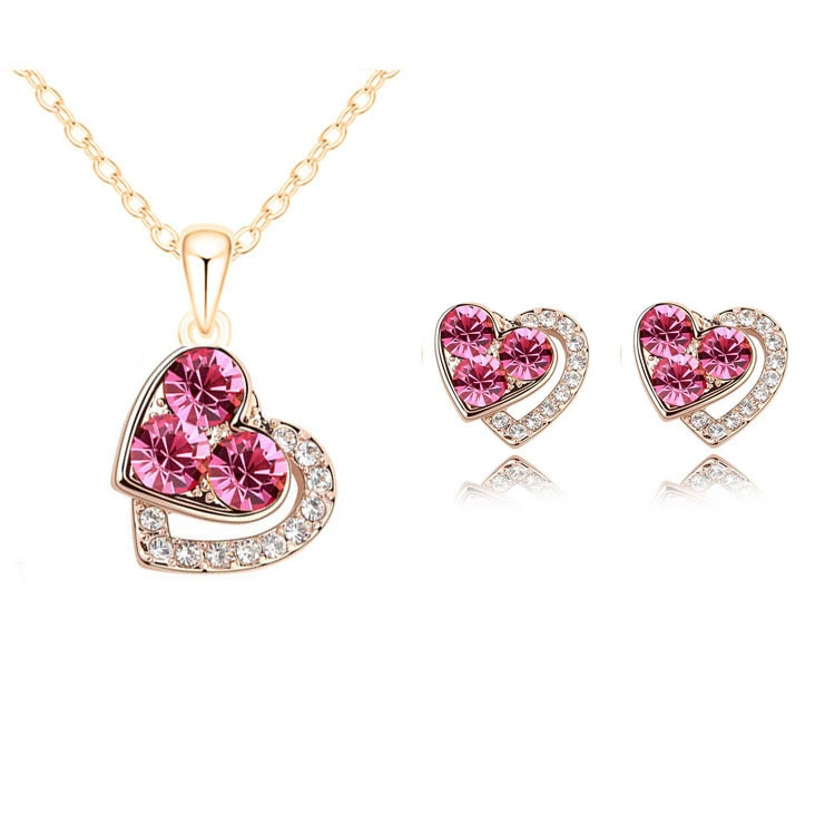 Fashion Women's Earrings Necklace Set Colored Full