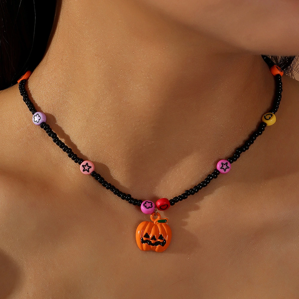 Dark Halloween Rice Bead Necklace Personality Hand Wea