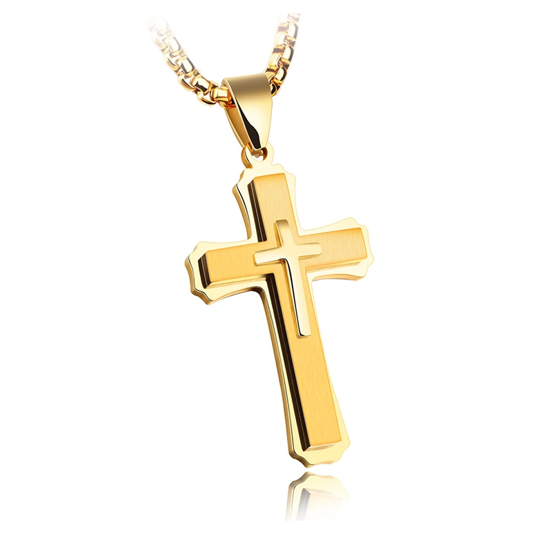 Hip Hop Titanium Steel Men's Cross Necklace Pendant